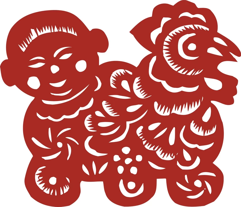 中国风中式传统喜庆民俗人物动物窗花剪纸插画边框AI矢量PNG素材【1490】